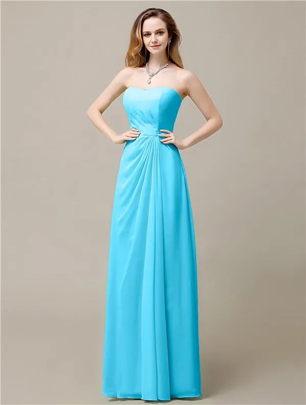 Elegant A-line Chiffon Sweetheart Floor-Length Bridesmaid Dresses