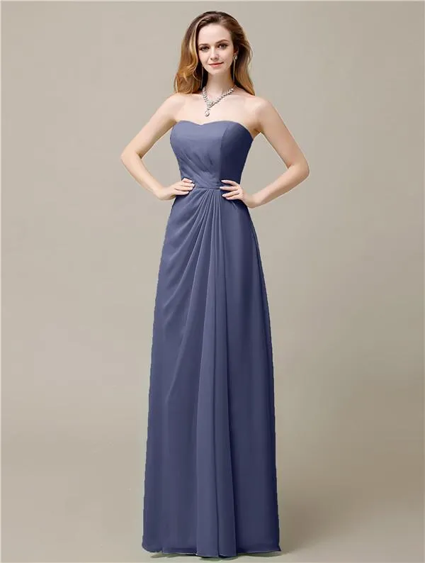 Elegant A-line Chiffon Sweetheart Floor-Length Bridesmaid Dresses