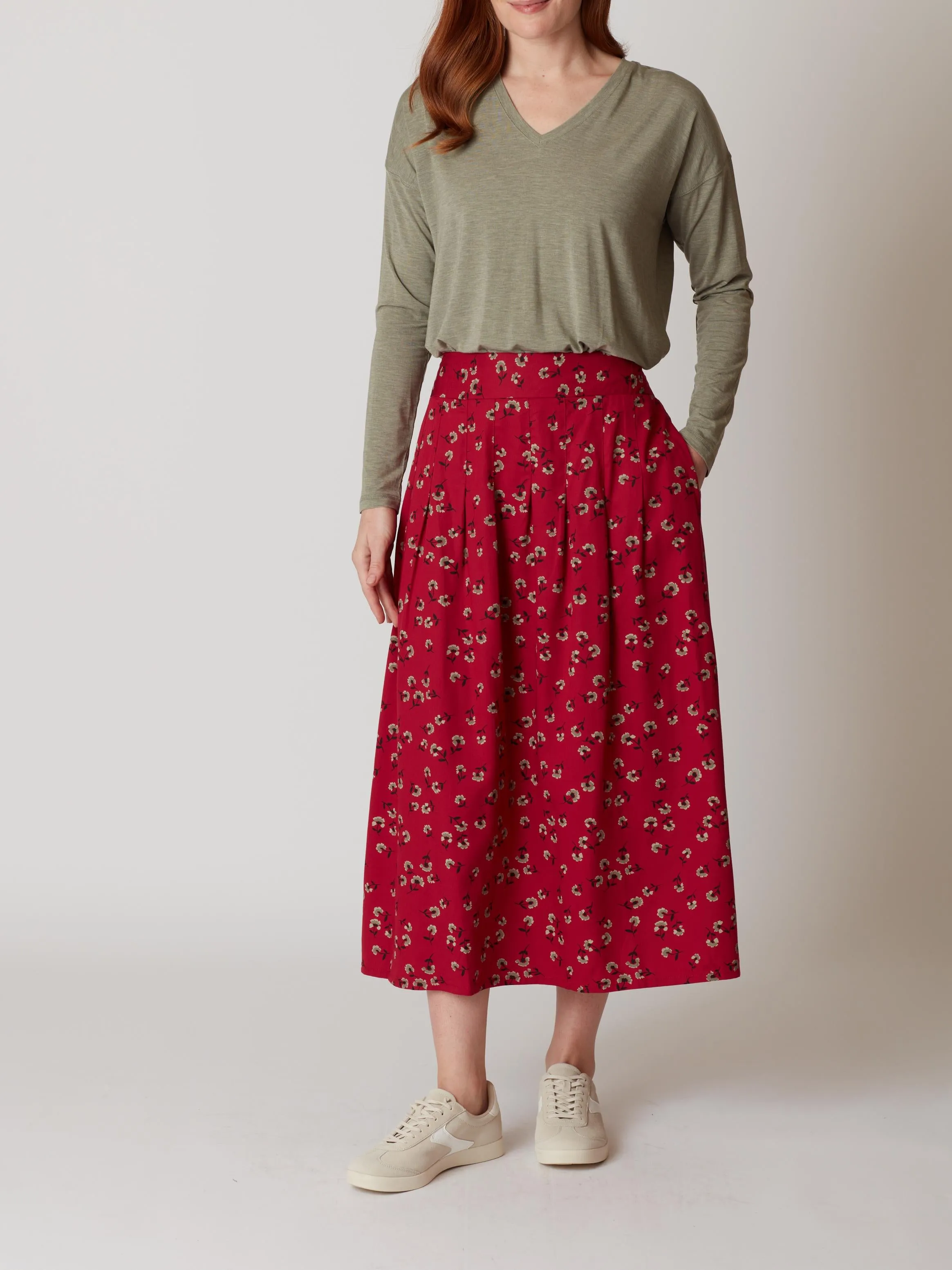 Eloise Floral Pleated Midi Skirt