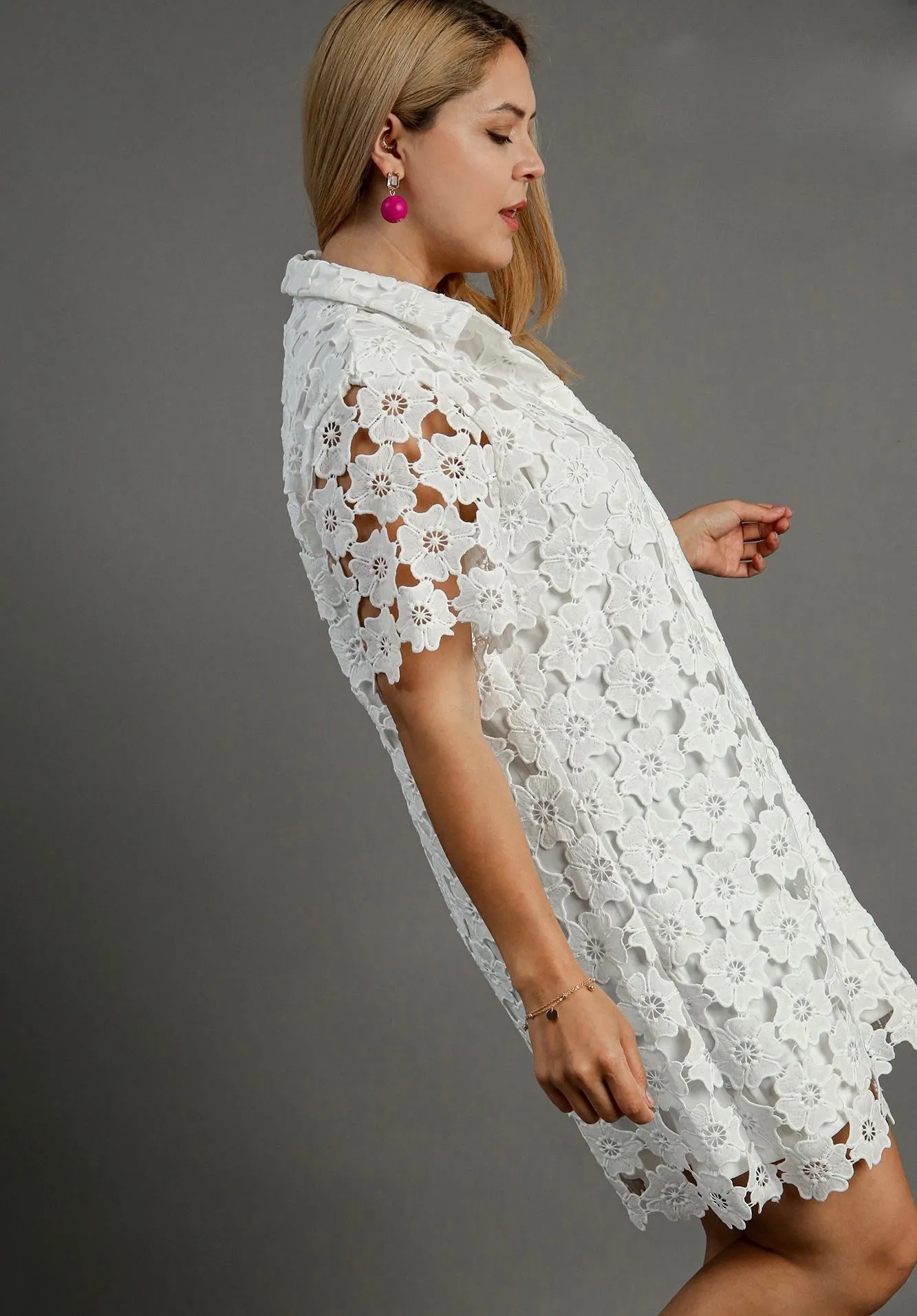 Floral Lace White Dress