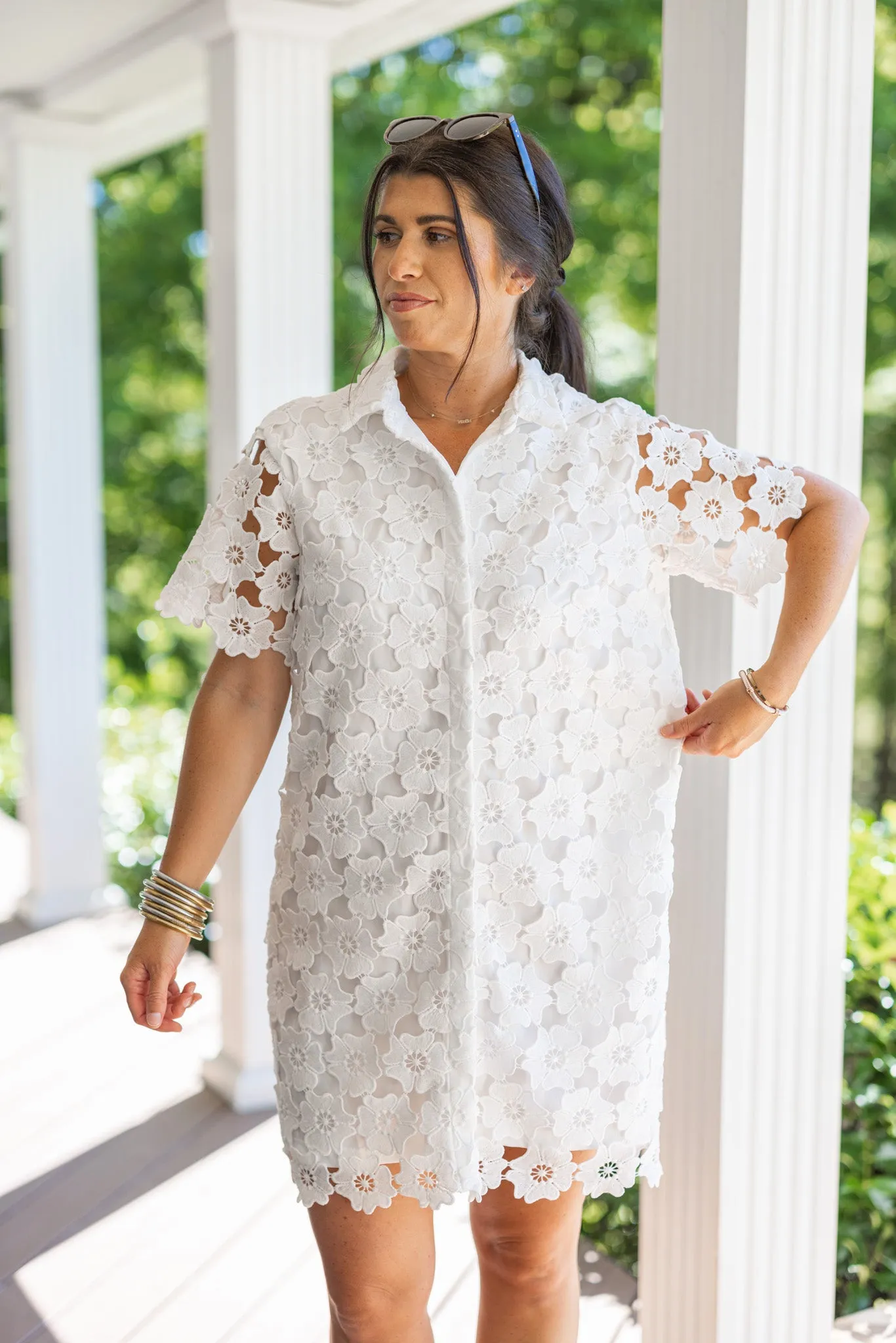 Floral Lace White Dress