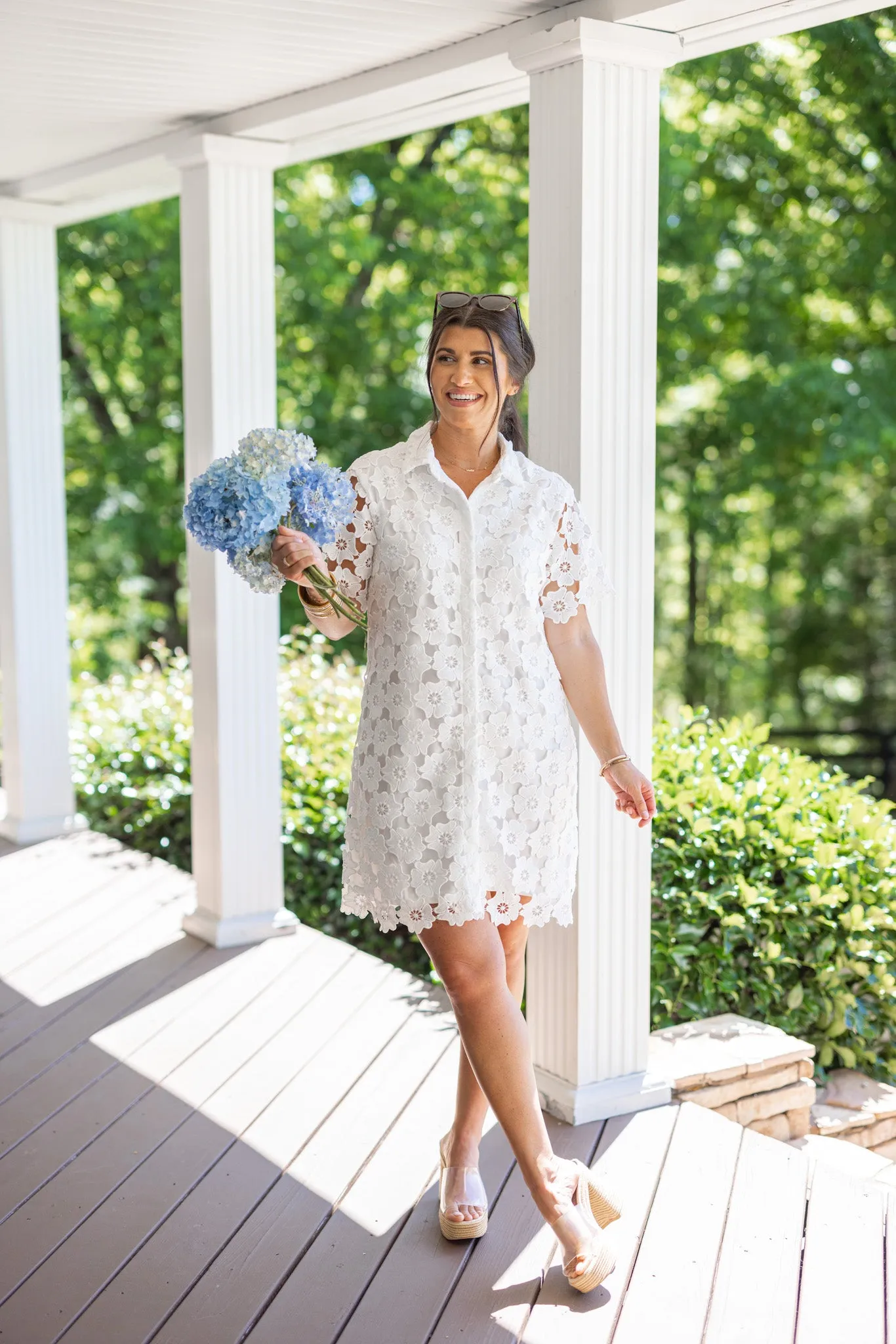 Floral Lace White Dress