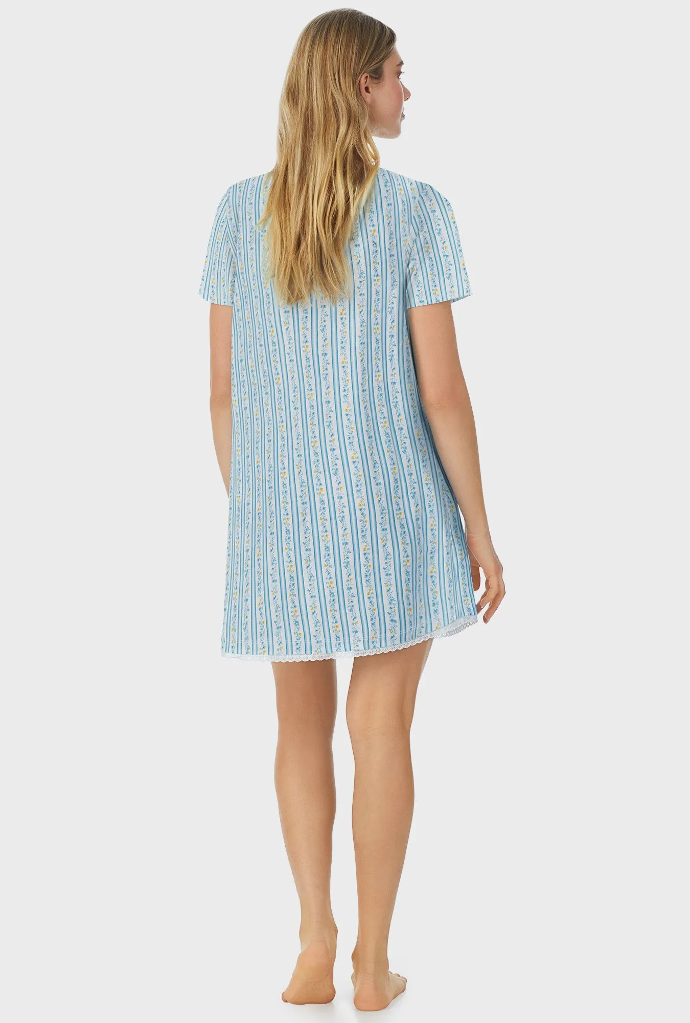 Floral Stripes Short Nightgown