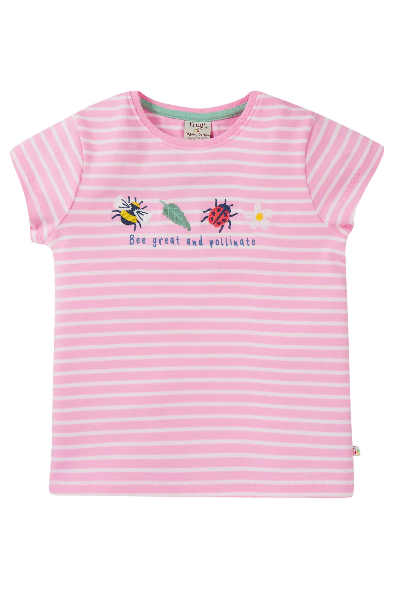 Frugi Camille Applique T Shirt Stripe Bee