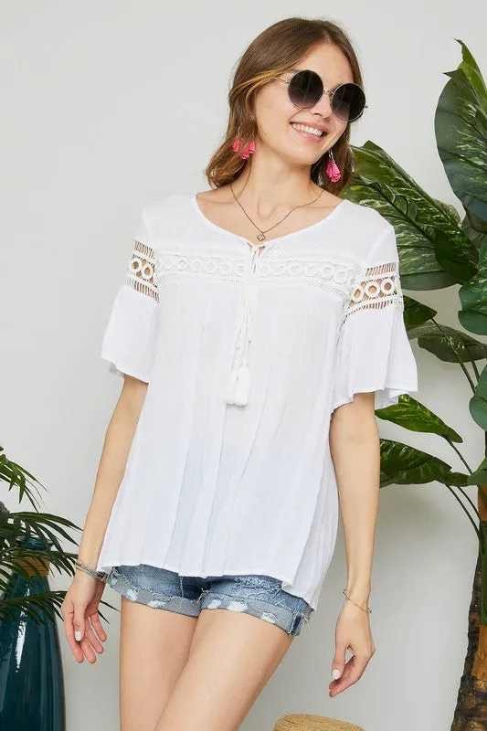 Lace Peasant Top