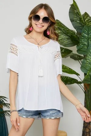 Lace Peasant Top