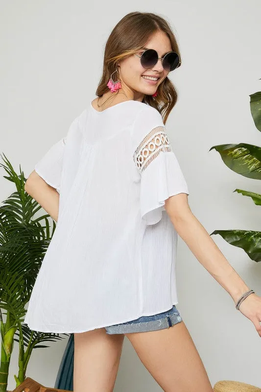 Lace Peasant Top