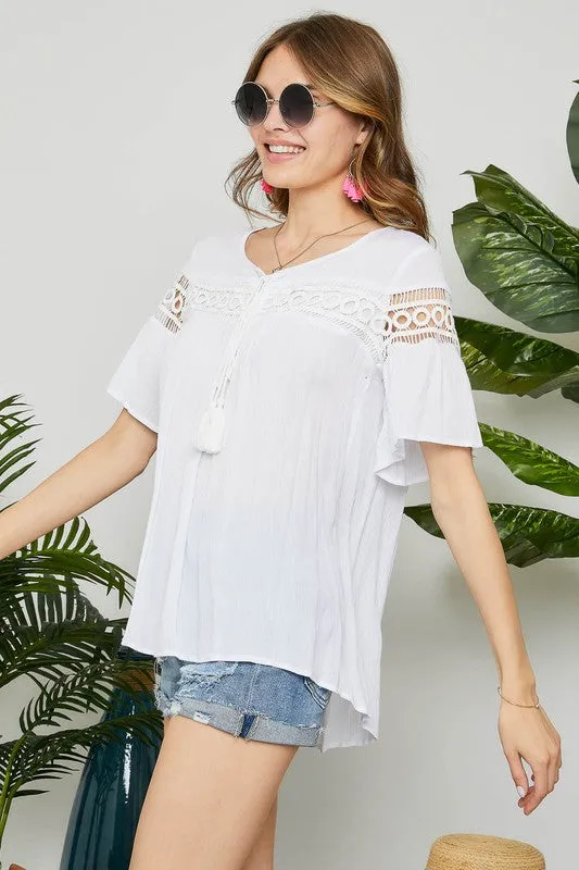 Lace Peasant Top