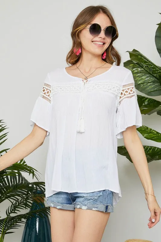 Lace Peasant Top