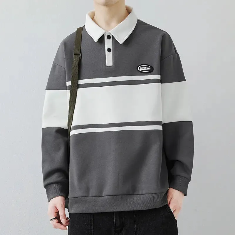 Lapel Street Striped High-end sweatshirt