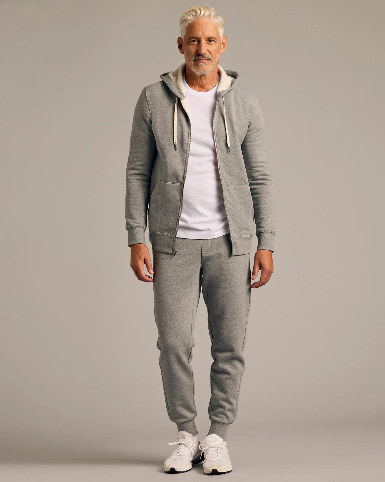 Medium Heather Gray Full Zip Fleece Hoodie & Jogger 2-Pack