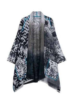 MONOTONE TWILIGHT PRINT KANTHA A-LINE JKT - tp2003-wht -