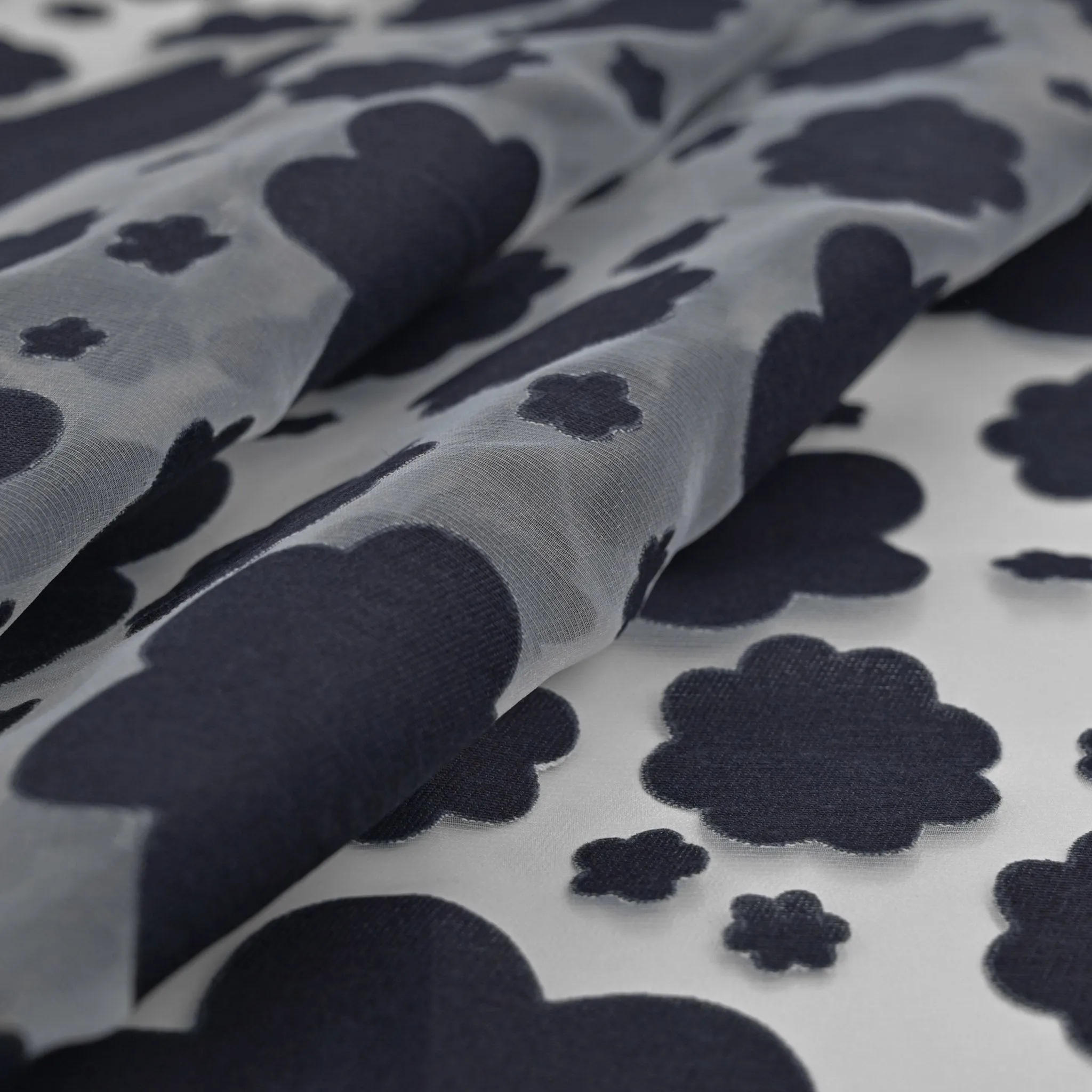 Navy Floral Organza Fabric 99765