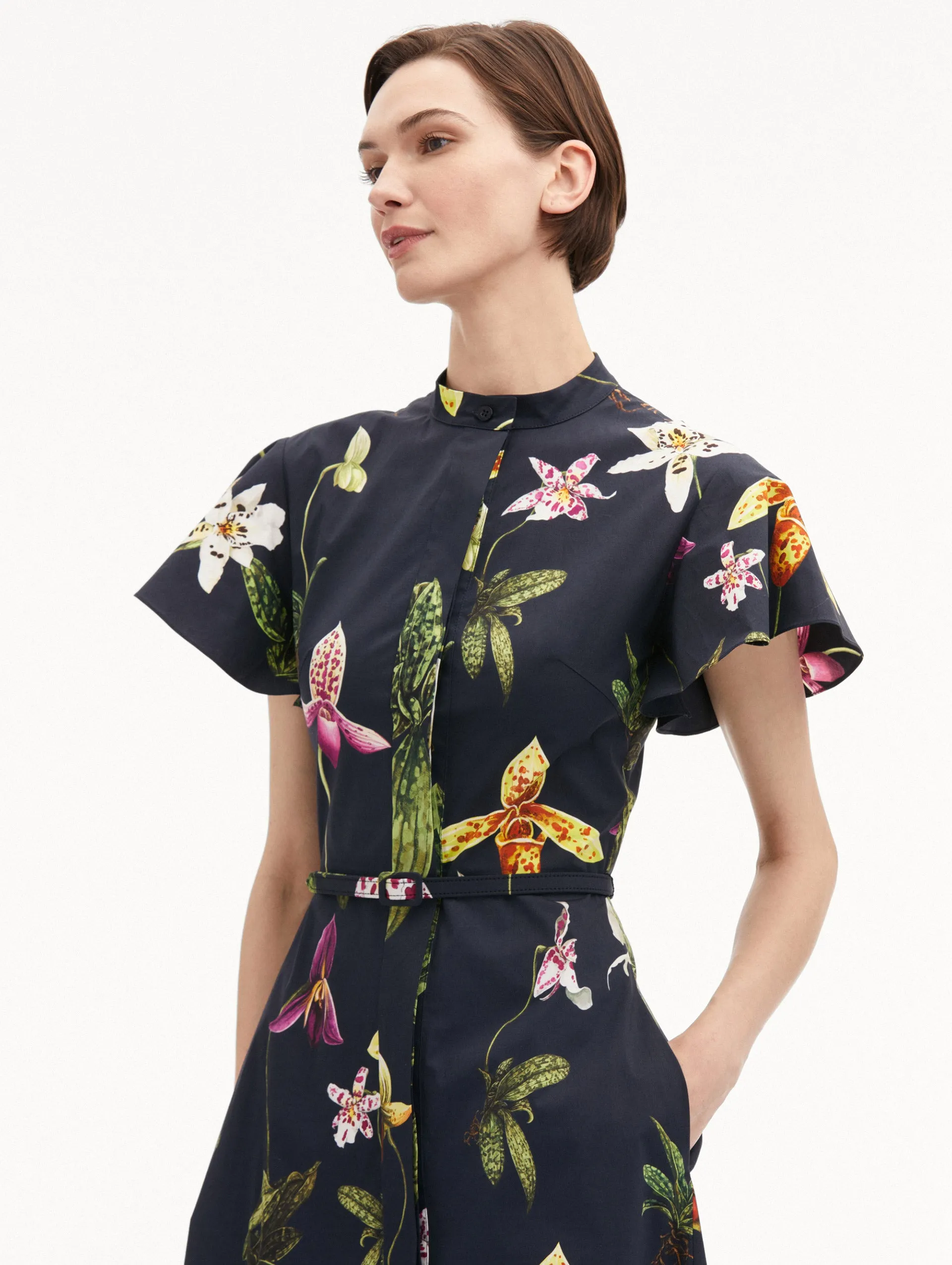 Orchid Cotton Poplin Short Sleeve Dress