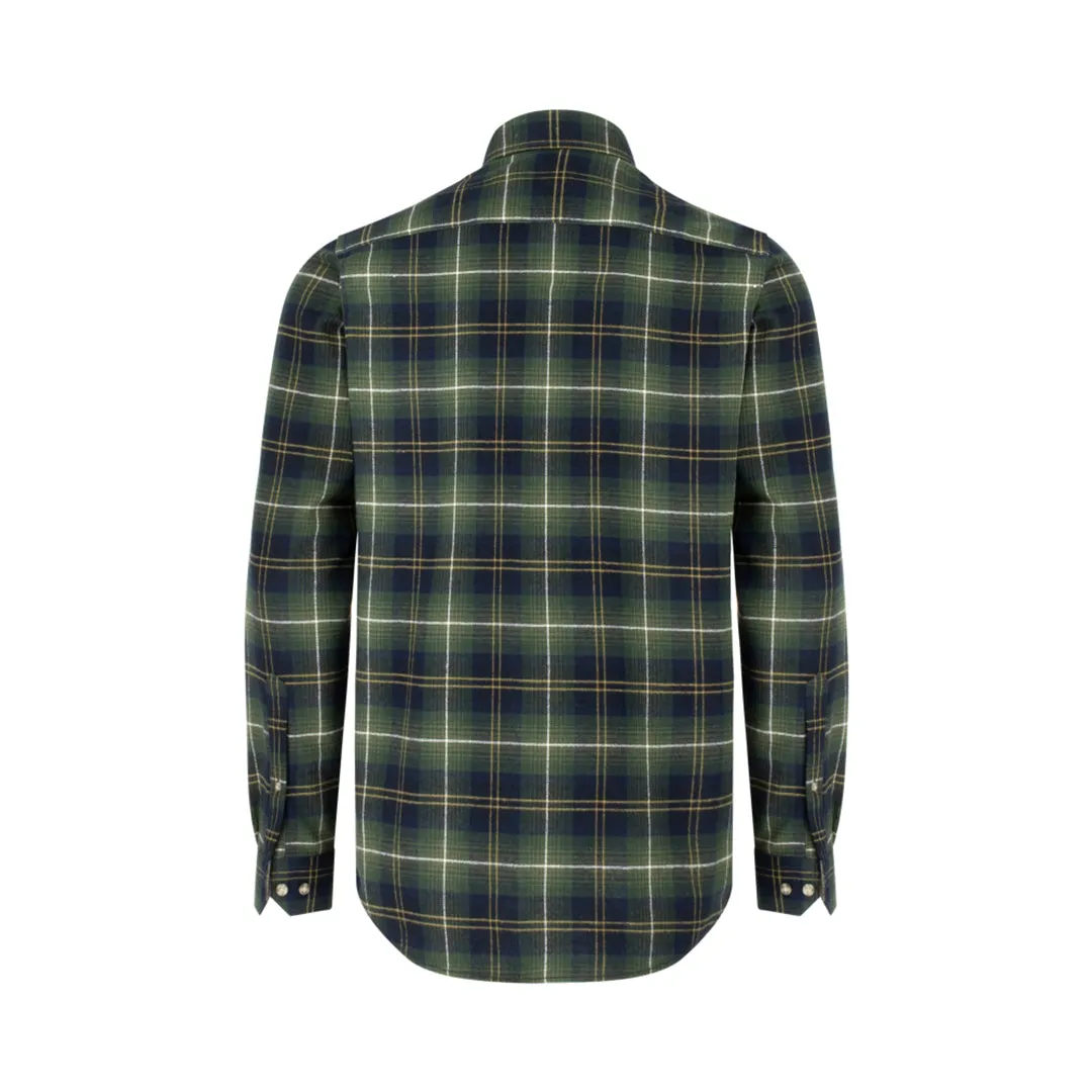 Pitmedden LS Flannel Check Shirt - Green Check by Hoggs of Fife