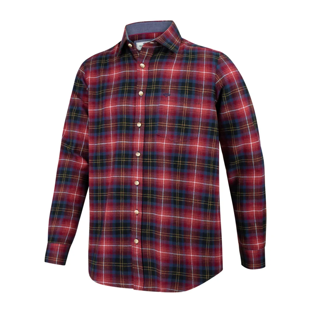 Pitmedden LS Flannel Check Shirt - Rust Check by Hoggs of Fife