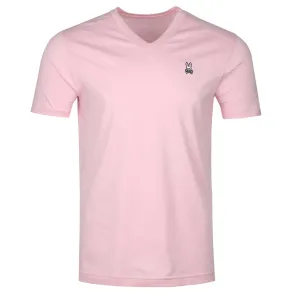 Psycho Bunny Classic V Neck T Shirt in Buena Vista Pink