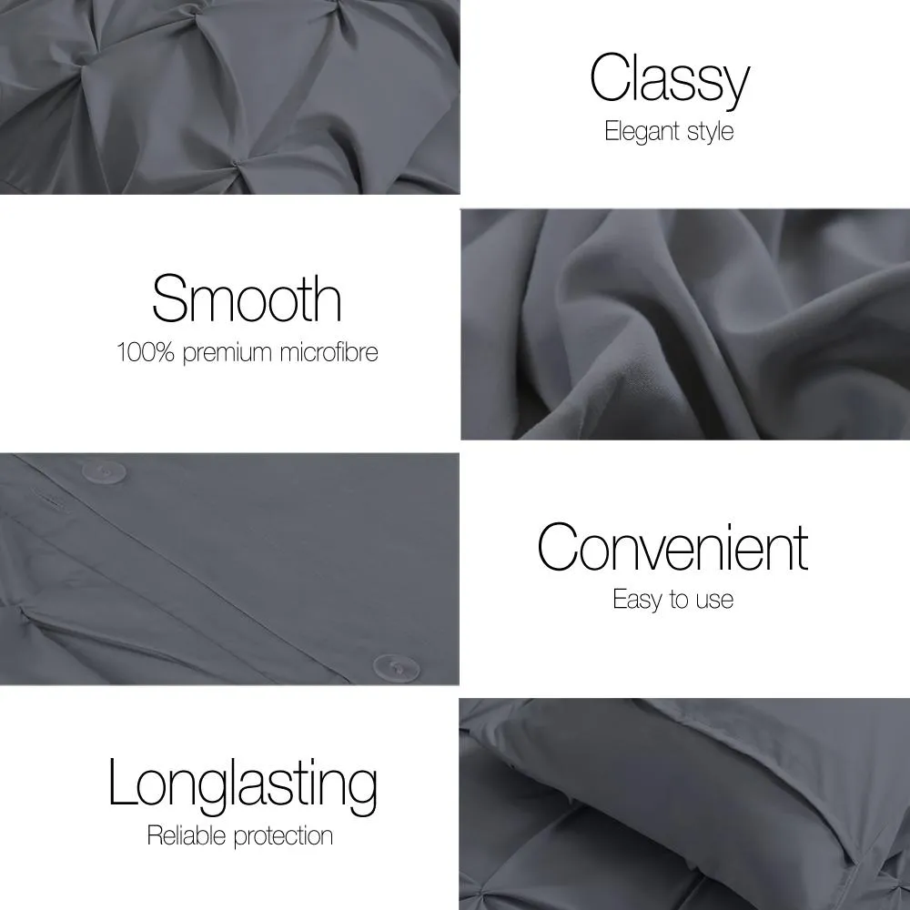 Queen Size Quilt Cover Set - Charcoal