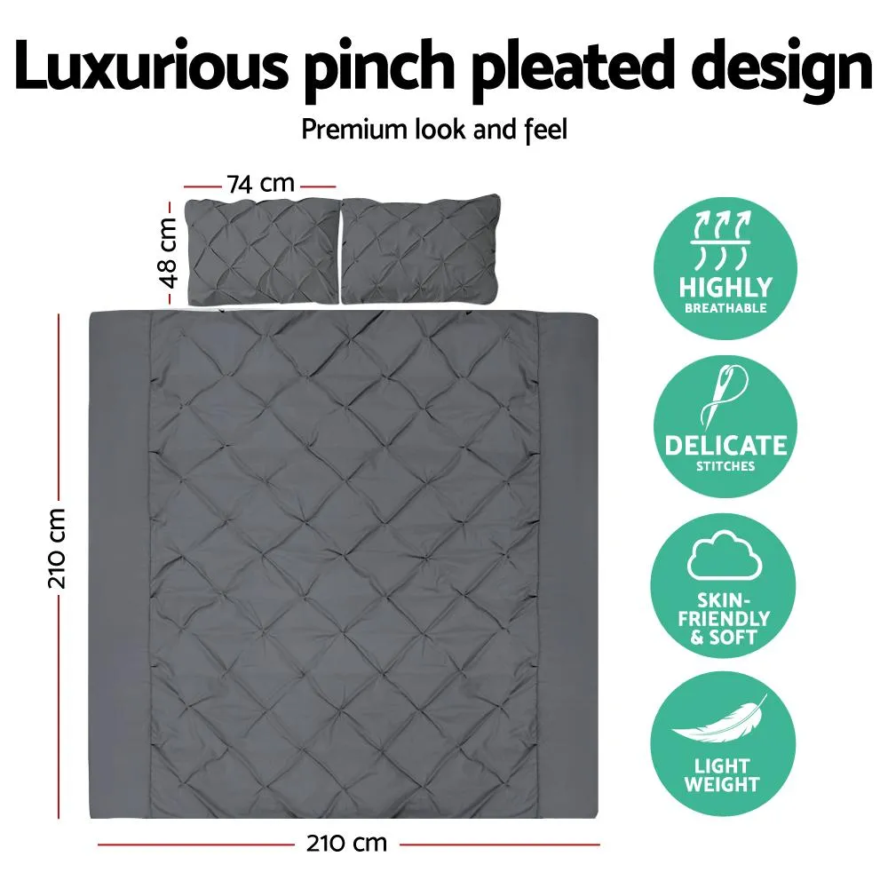 Queen Size Quilt Cover Set - Charcoal