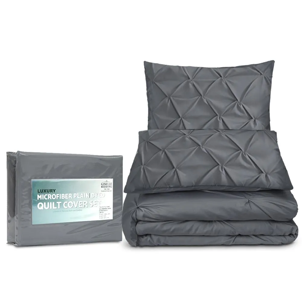 Queen Size Quilt Cover Set - Charcoal