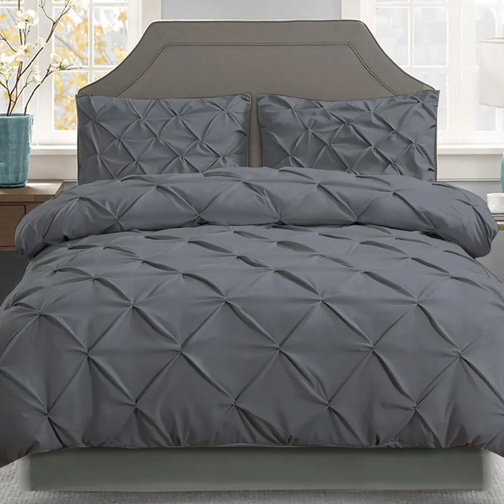 Queen Size Quilt Cover Set - Charcoal