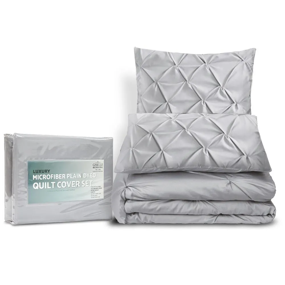 Queen Size Quilt Cover Set - Grey