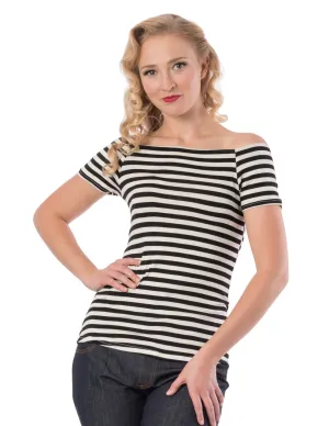 Sandra Dee Striped Top in Black/Ivory