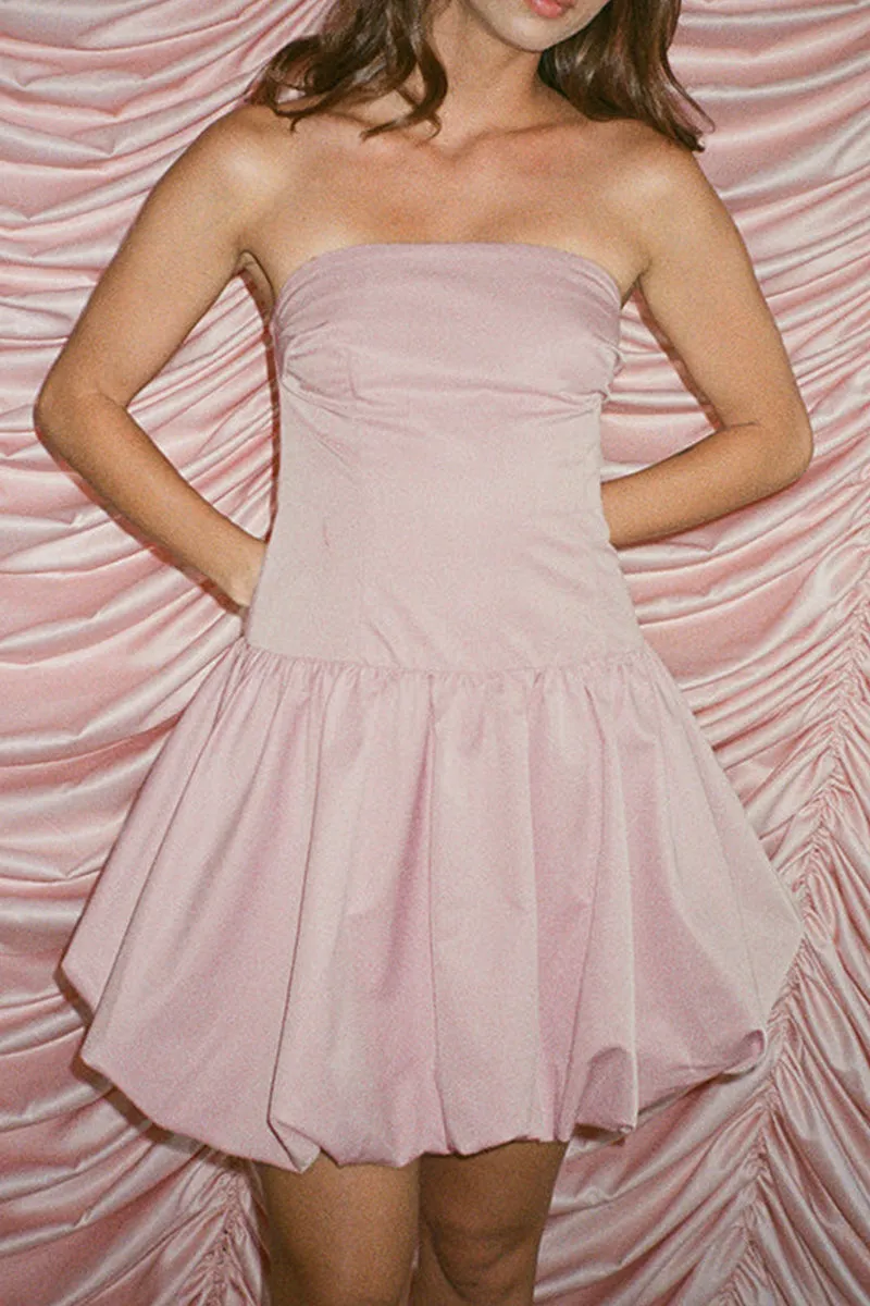 Sexy Solid Color Ruched Strapless Bud Dresses