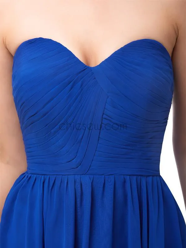 Simple Blue Strapless Backless Chiffon A-line Short Homecoming Dresses XDM1146