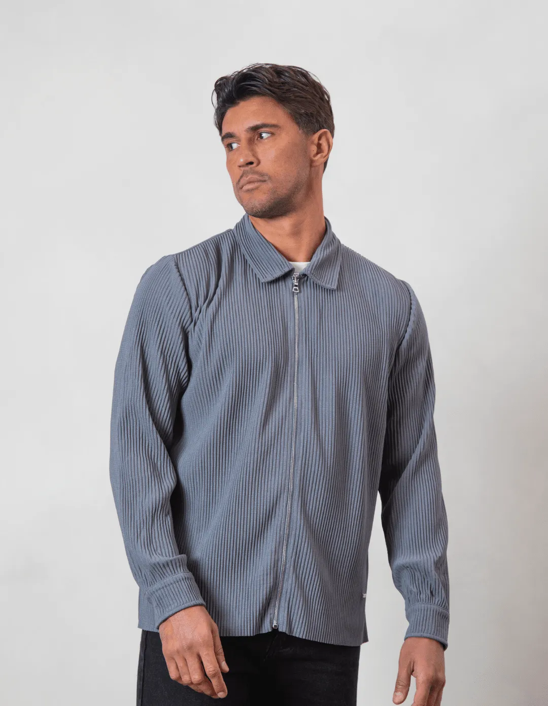 Slate Grey Pleated Overshirt