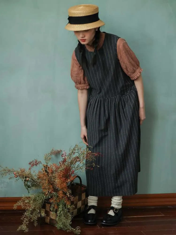 Stripe Sleeveless A-Line Dress【s0000006922】