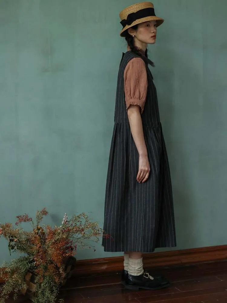 Stripe Sleeveless A-Line Dress【s0000006922】