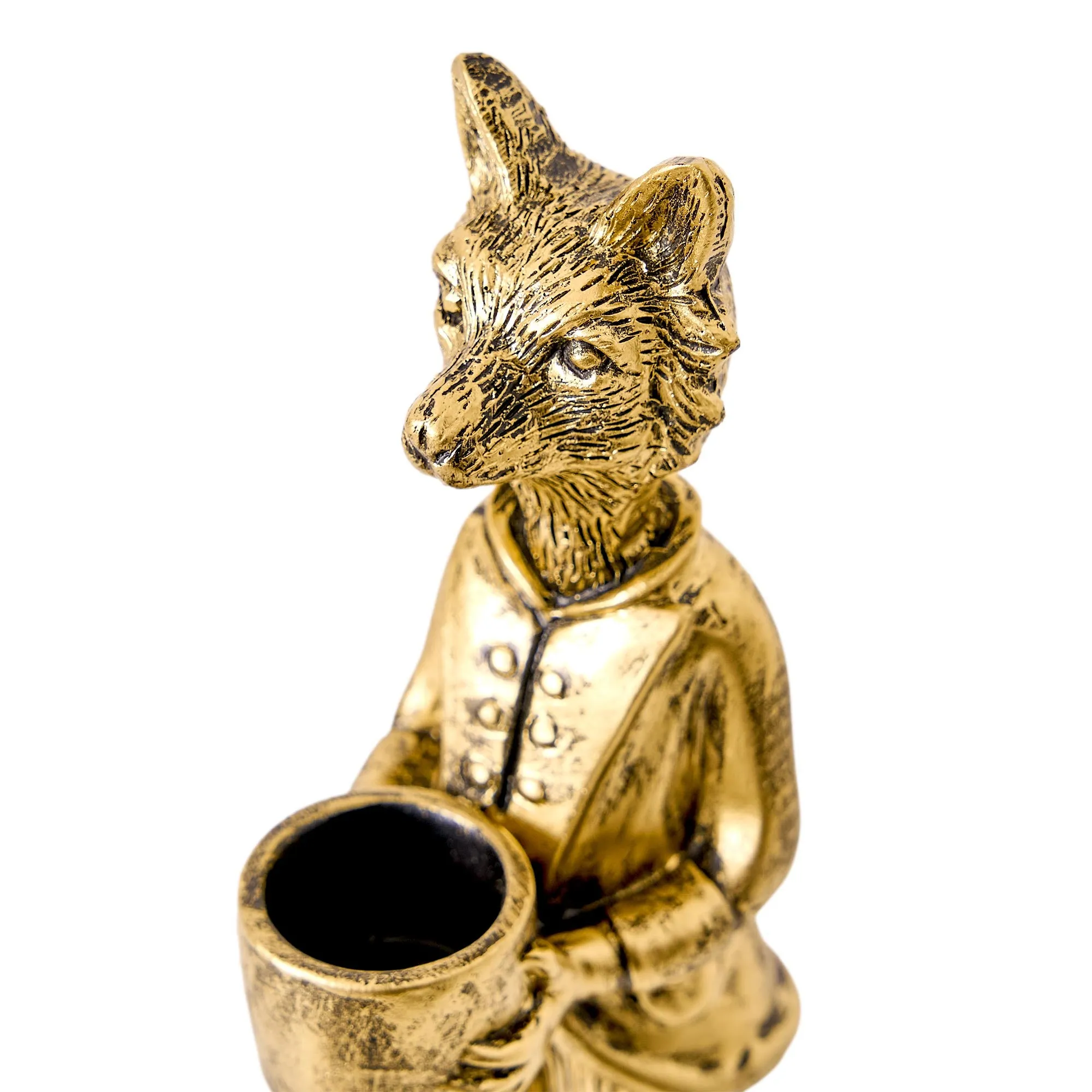 The Fox and Rabbit Gold Resin Tabletop Bar Decor