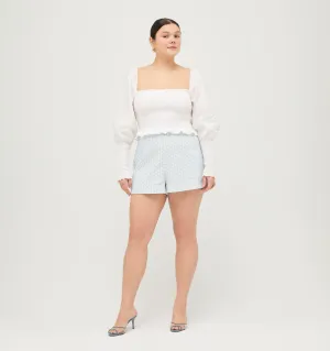 The Lisette Short - Powder Blue Baroque Shell Linen