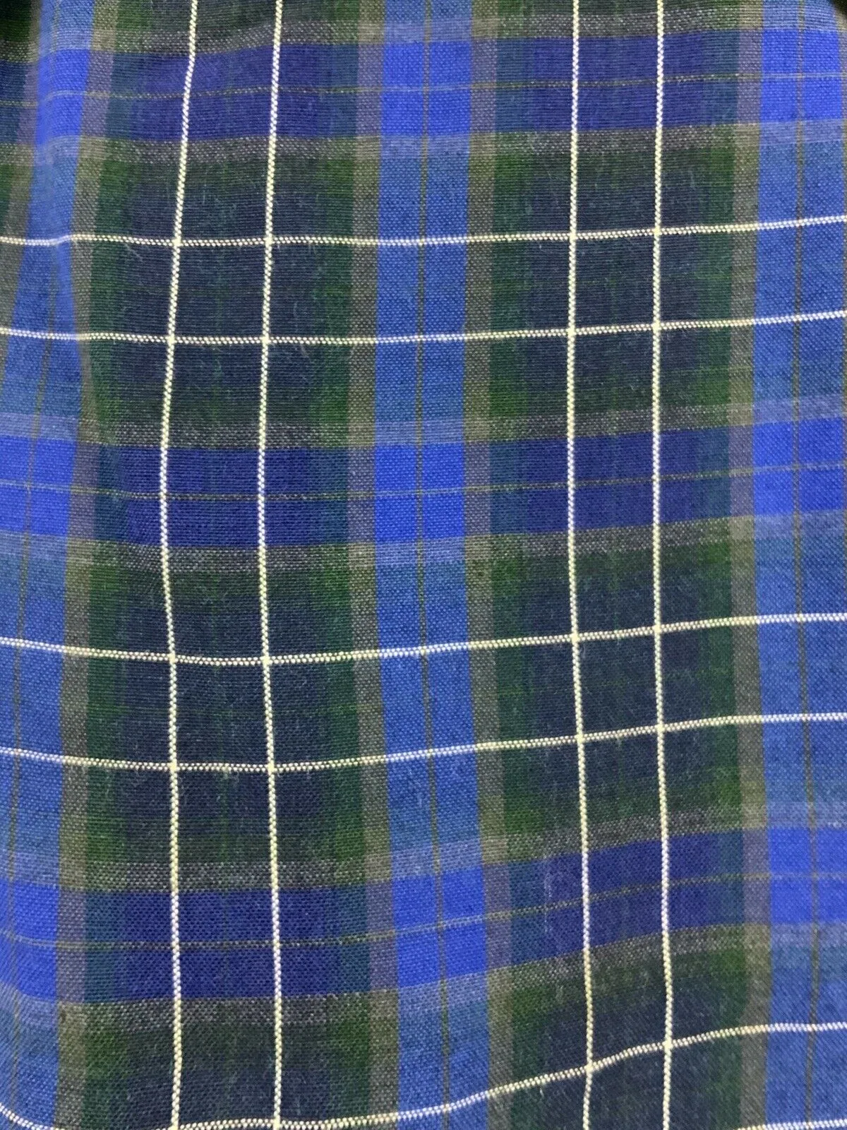 VINTAGE 60s 70s BLUE GREEN WHITE TARTAN PLAID NAUTICAL A-LINE SHORT SKIRT 10