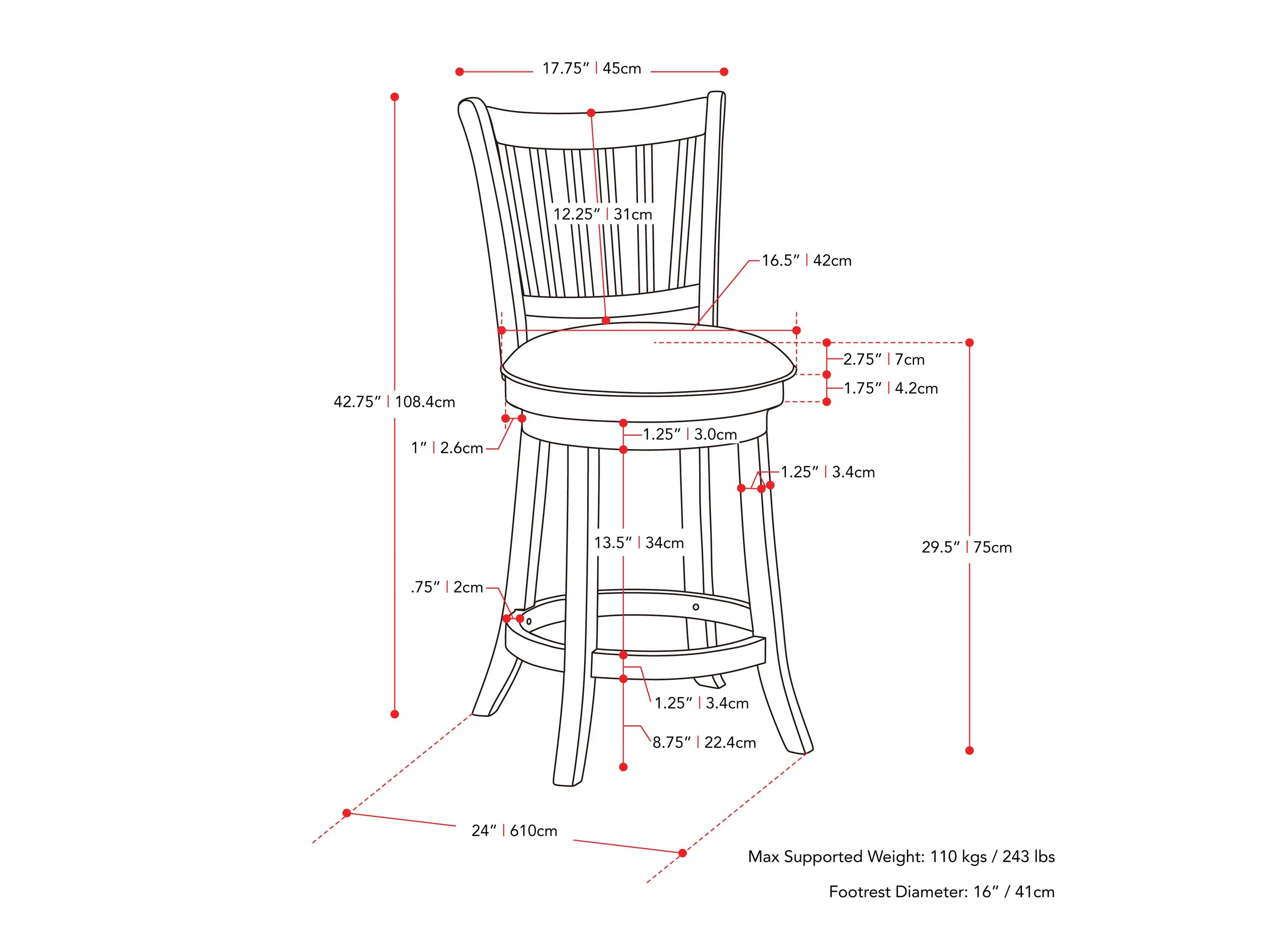 White Bar Stools, Set of 2