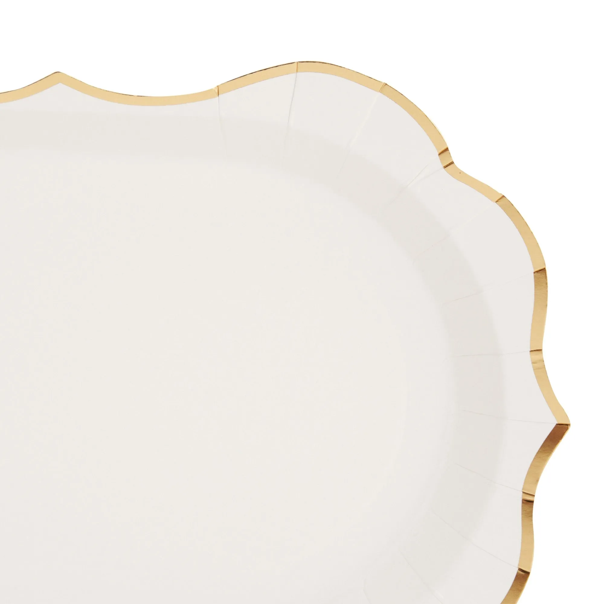 White Disposable Party Serving Trays with Scalloped Gold Foil Edge (13 x 9 in, 24 Pack)